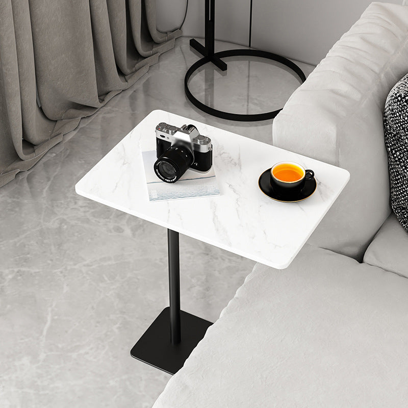 Rectangular Pedestal Stone Side Table 18.9" W x 12.99" D End Table