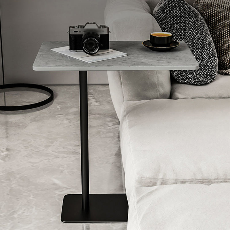 Rectangular Pedestal Stone Side Table 18.9" W x 12.99" D End Table