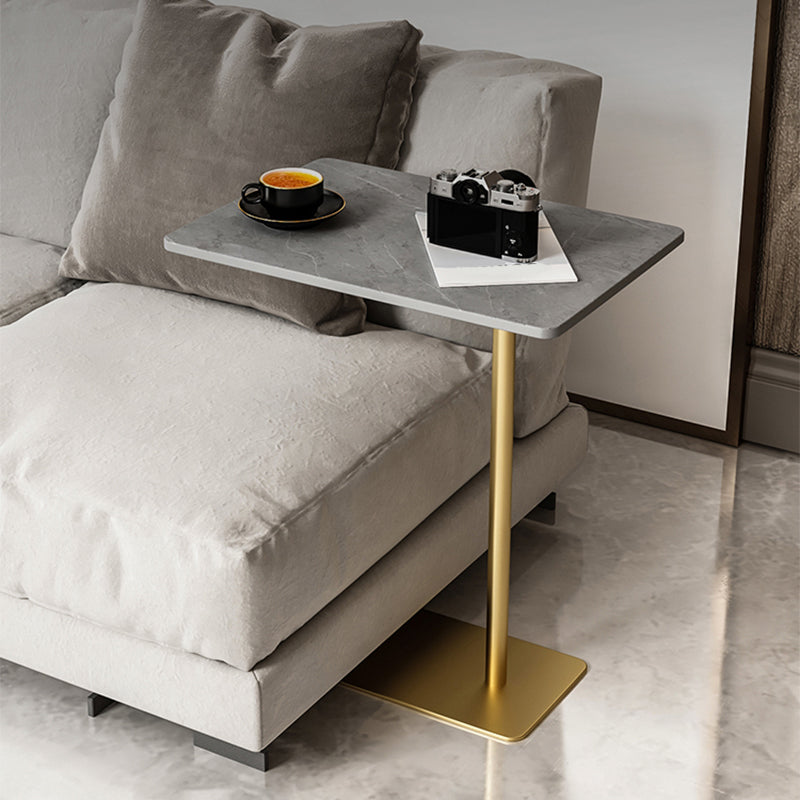 Rectangular Pedestal Stone Side Table 18.9" W x 12.99" D End Table
