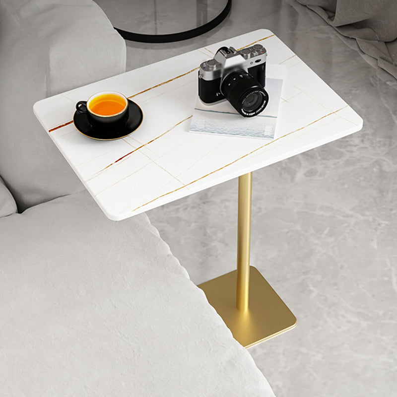 Rectangular Pedestal Stone Side Table 18.9" W x 12.99" D End Table