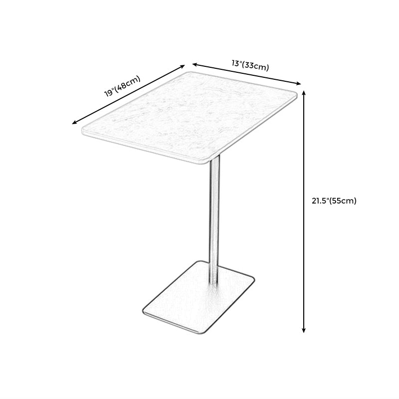 Rectangular Pedestal Stone Side Table 18.9" W x 12.99" D End Table