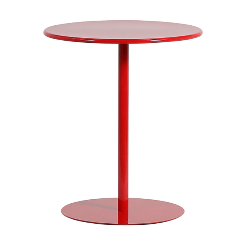 Round Metallic Side Table Contemporary Pedestal Side End Table