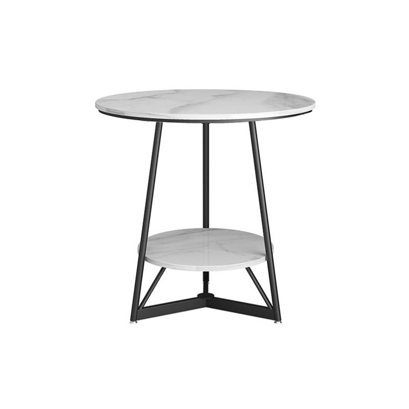 Modern Style Round Sintered Stone Top Gold/Black Metal Base Side Table