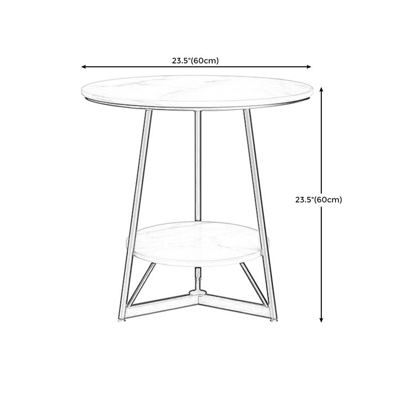 Modern Style Round Sintered Stone Top Gold/Black Metal Base Side Table