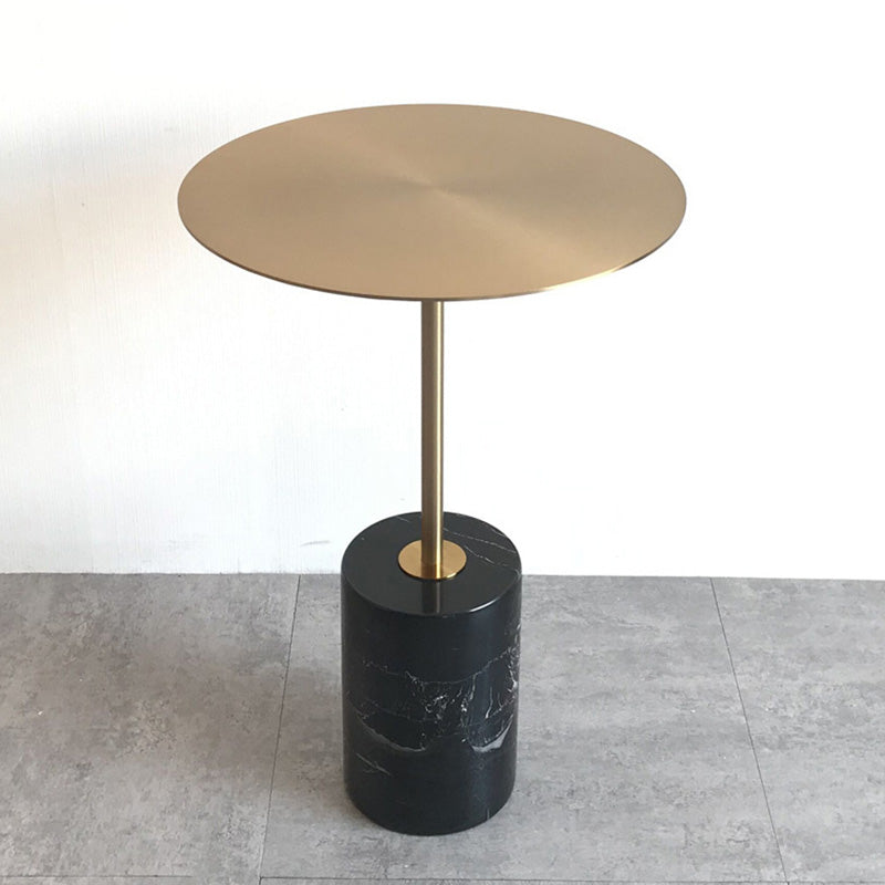 Round Pedestal Side Table Contemporary Mental Top End Table for Living Room
