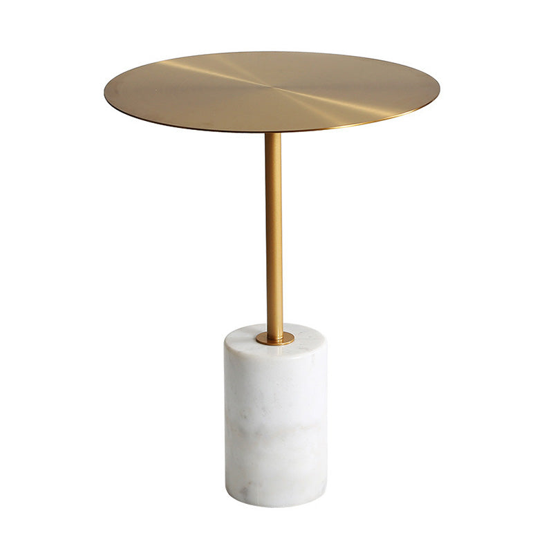 Round Pedestal Side Table Contemporary Mental Top End Table for Living Room