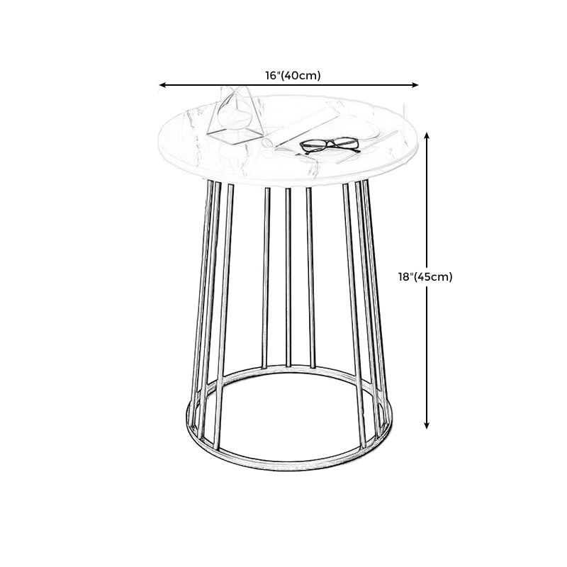 Mid-Century Modern Wooden Round Top End Table Abstract Metal Frame Sofa Side Table