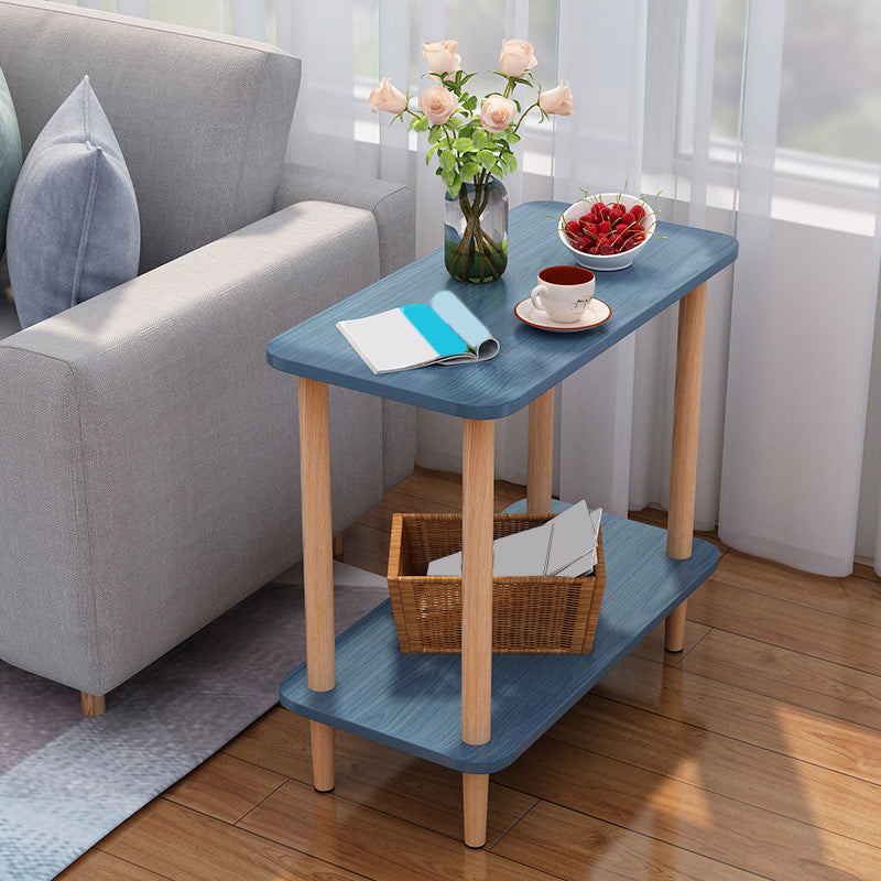 Double Tier End Table with Shelf Modern Sofa Side Table for Living Room