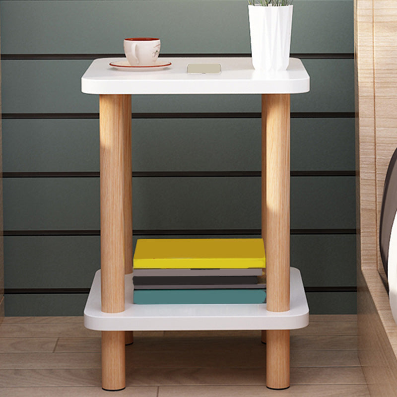 Double Tier End Table with Shelf Modern Sofa Side Table for Living Room