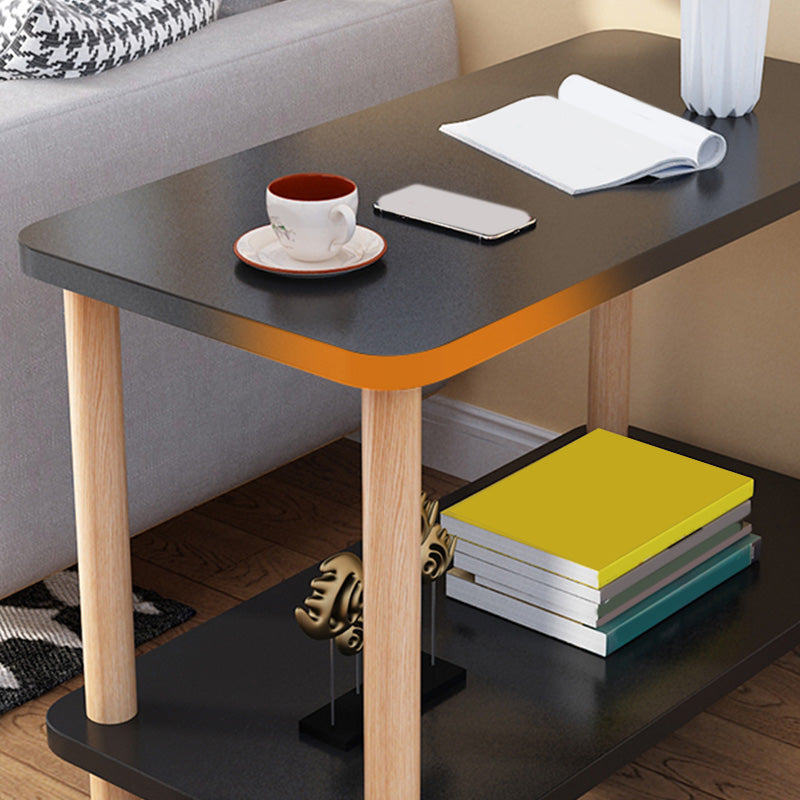 Double Tier End Table with Shelf Modern Sofa Side Table for Living Room