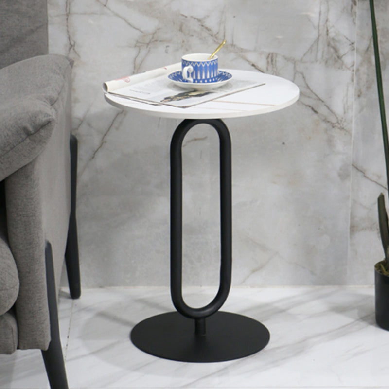 Modern Round Stone Top End Table 21.6"Tall Pedestal Side Table