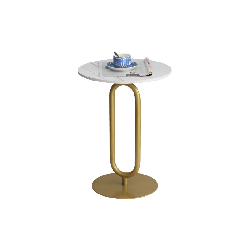 Modern Round Stone Top End Table 21.6"Tall Pedestal Side Table