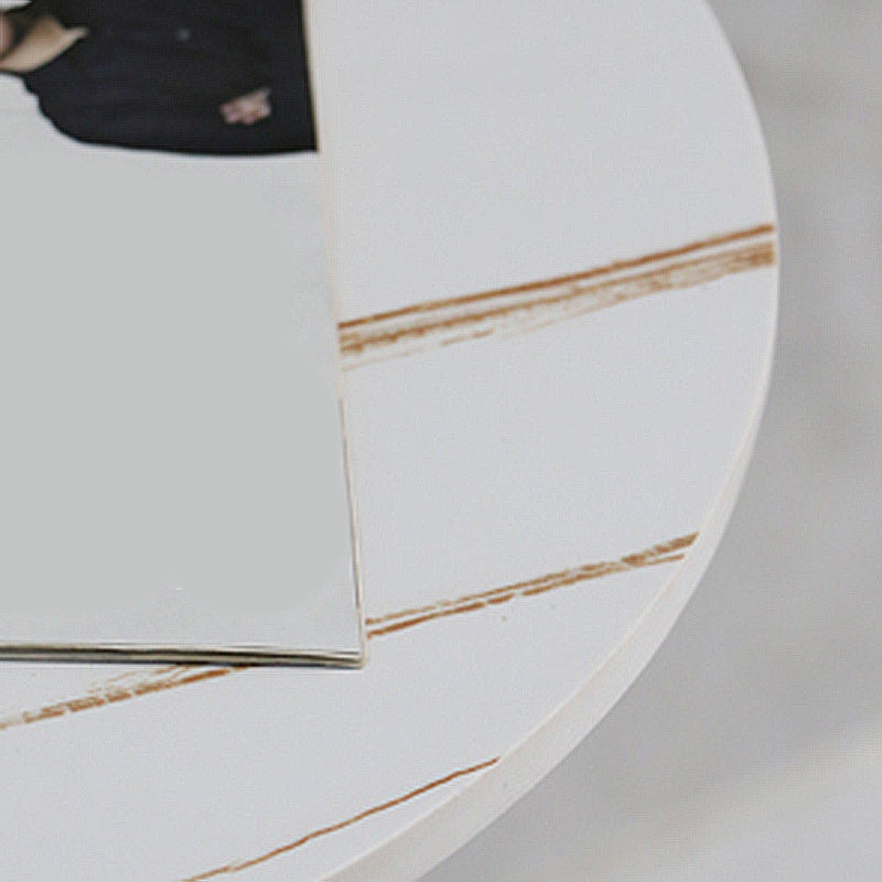 Modern Round Stone Top End Table 21.6"Tall Pedestal Side Table