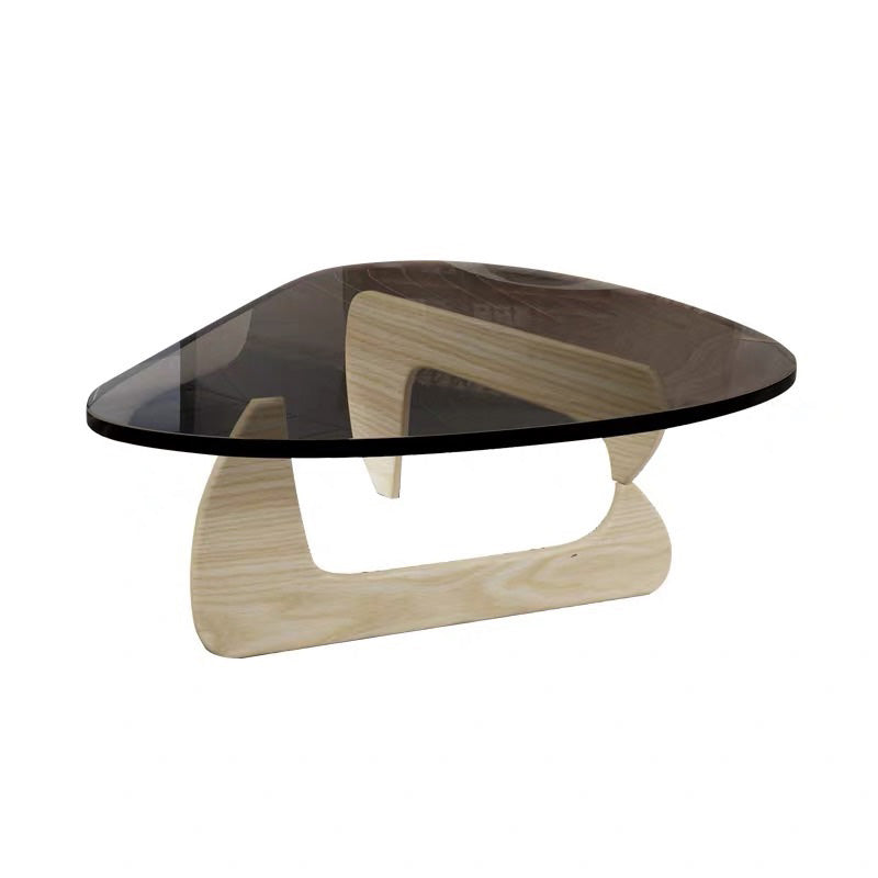 Abstract Base Design Wood/brown/black Solid Wood Tempered Glass Countertops Side Table