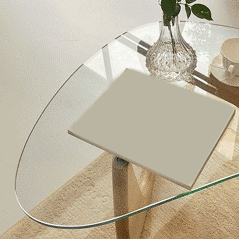 Abstract Base Design Wood/brown/black Solid Wood Tempered Glass Countertops Side Table