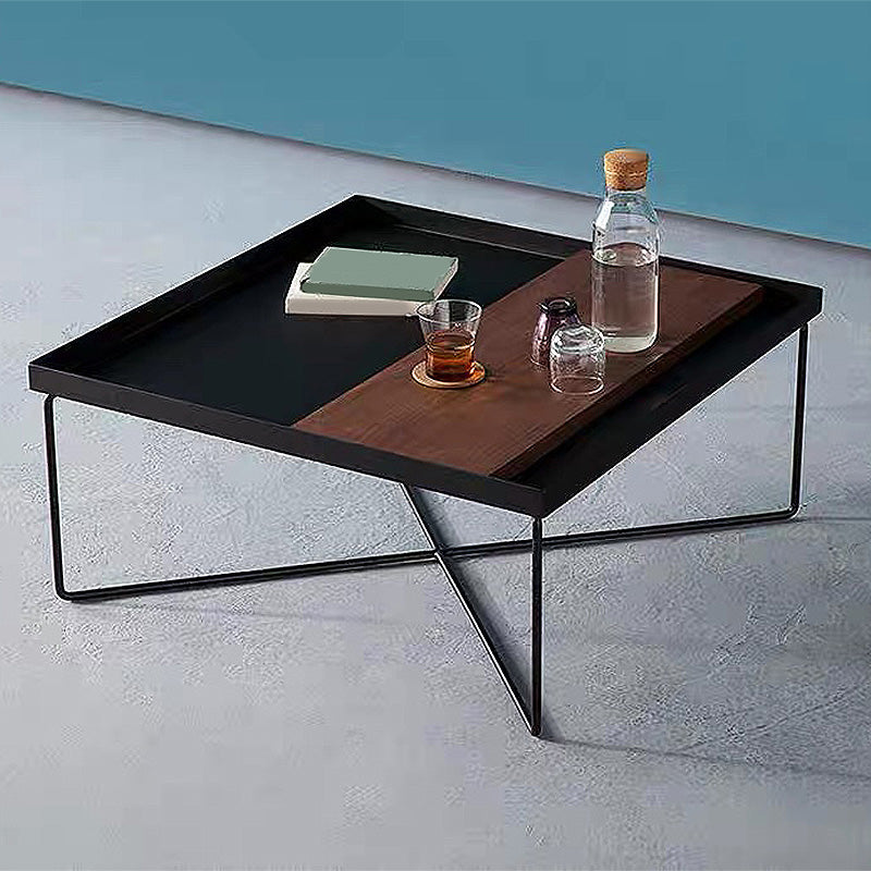 Modern Style Cross Table Base Wrought Iron Black Square & Rectangular Coffee Table