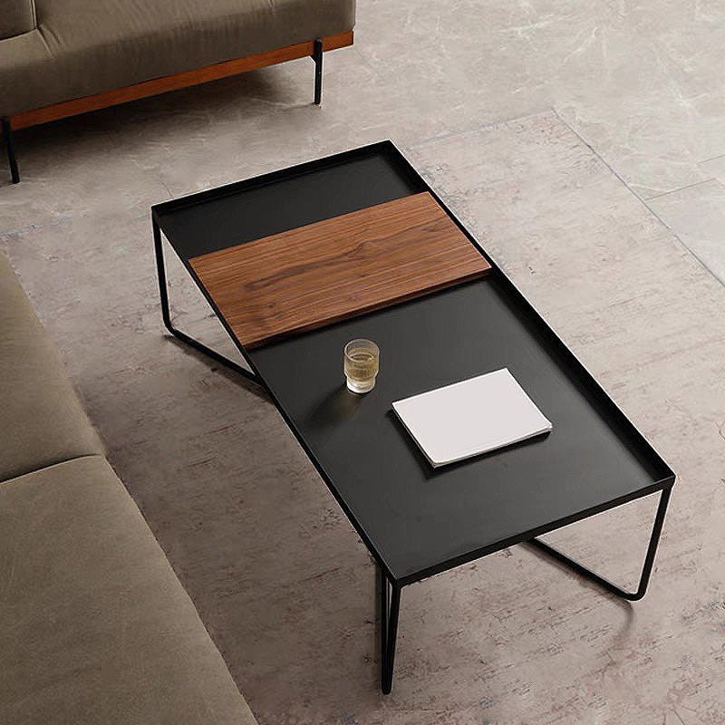 Modern Style Cross Table Base Wrought Iron Black Square & Rectangular Coffee Table