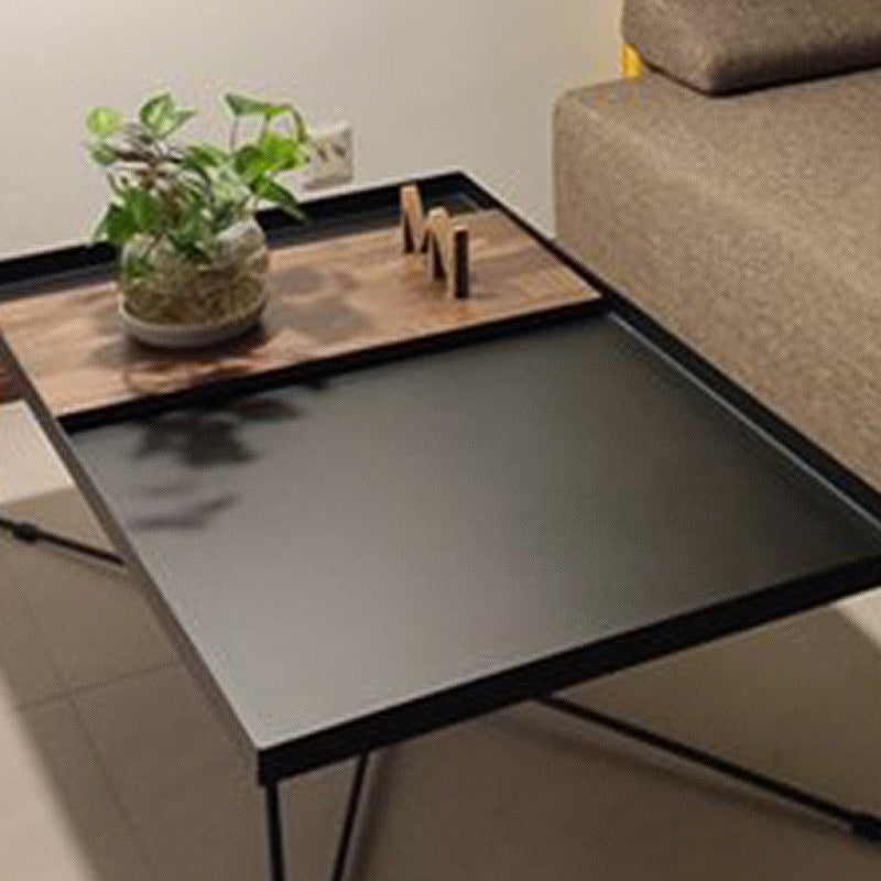 Modern Style Cross Table Base Wrought Iron Black Square & Rectangular Coffee Table