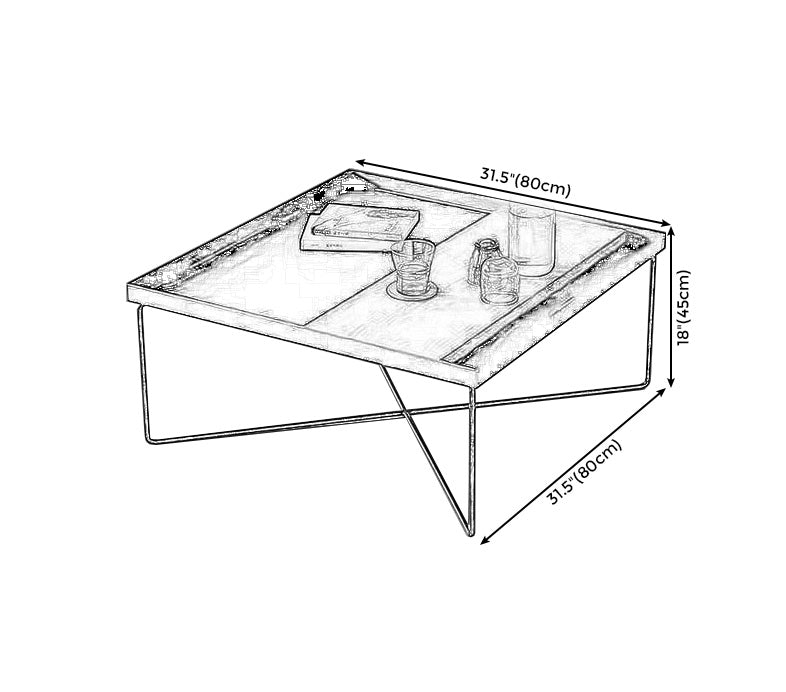 Modern Style Cross Table Base Wrought Iron Black Square & Rectangular Coffee Table