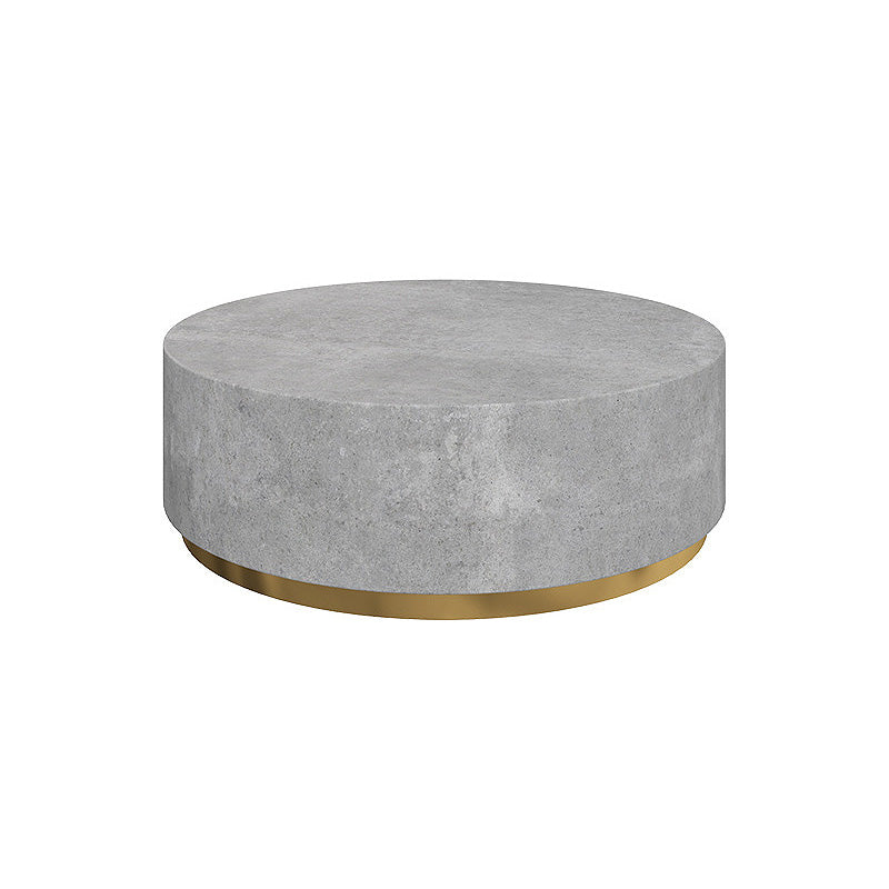 Drum Base Design Black/grey Faux Concrete Top Metal Base Round Coffee Table