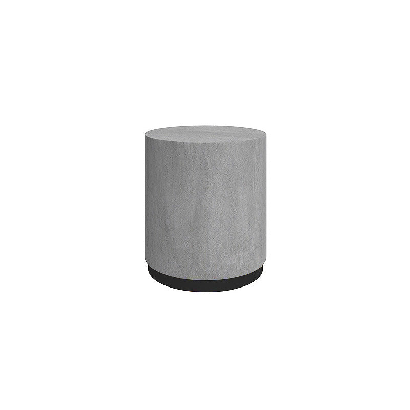 Drum Base Design Black/grey Faux Concrete Top Metal Base Round Coffee Table