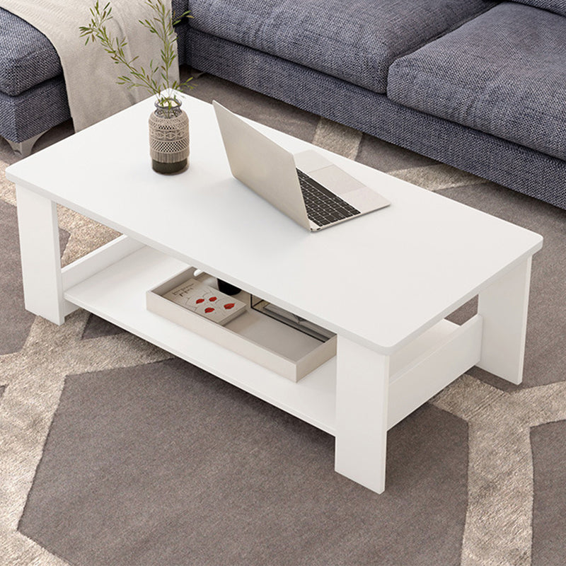 16.5"H Sled Base Square Wooden Top Coffee Table For Living Room