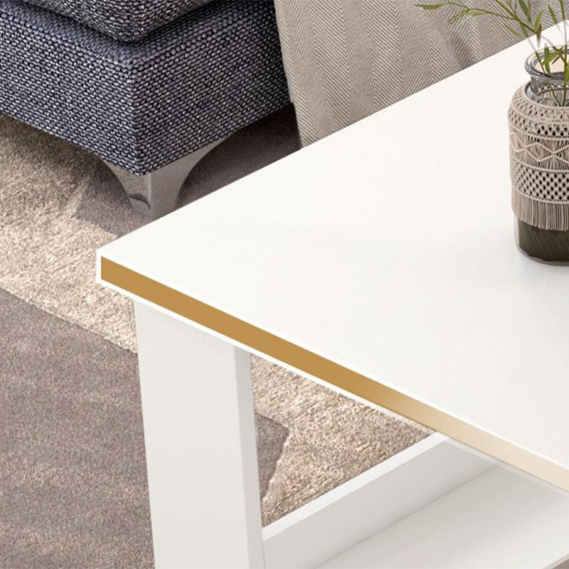 16.5"H Sled Base Square Wooden Top Coffee Table For Living Room