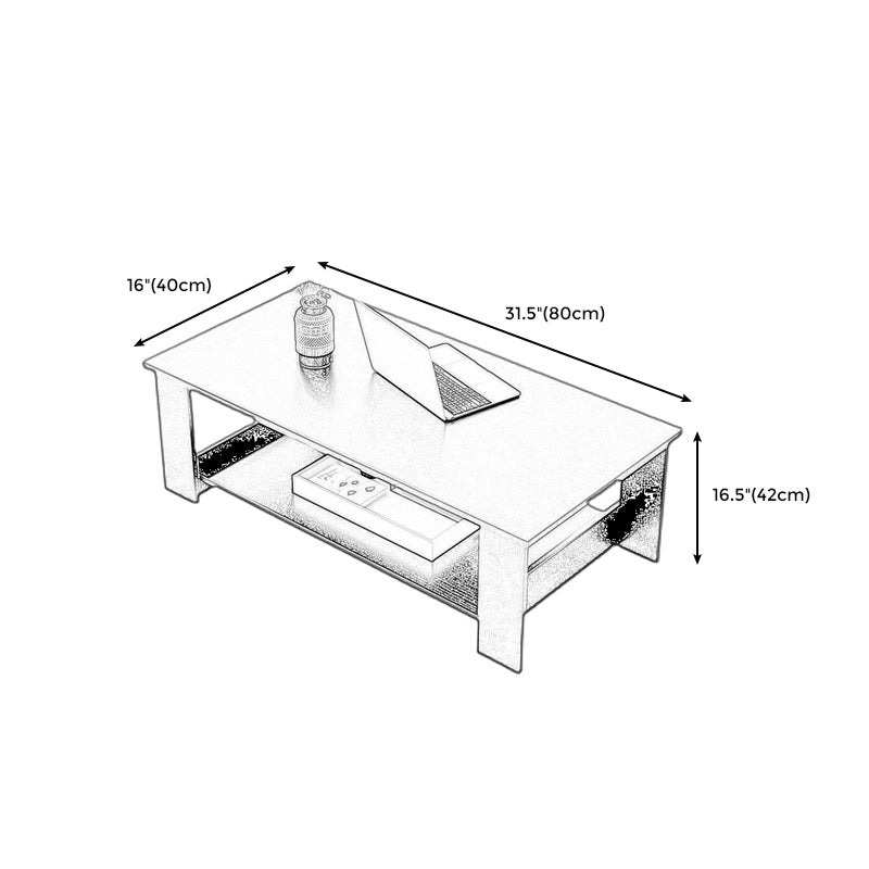 16.5"H Sled Base Square Wooden Top Coffee Table For Living Room