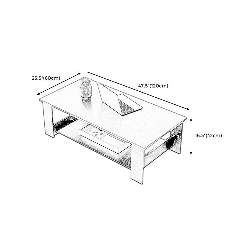 16.5"H Sled Base Square Wooden Top Coffee Table For Living Room