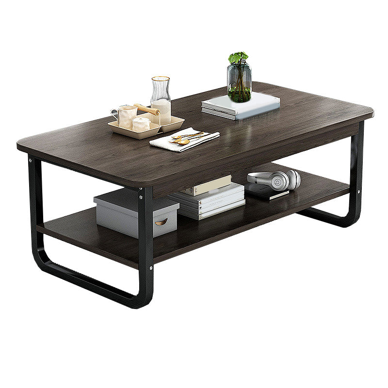 16.5"H Modern Solid Mental Base Black /Gold/white Rectangular Coffee Table