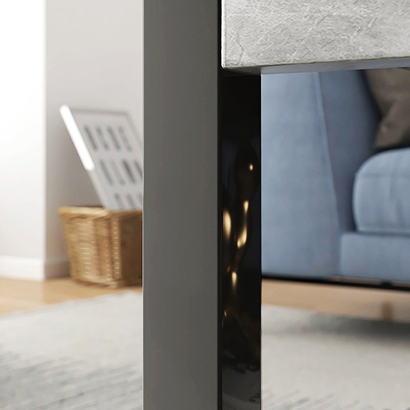 16.5"H Modern Solid Mental Base Black /Gold/white Rectangular Coffee Table