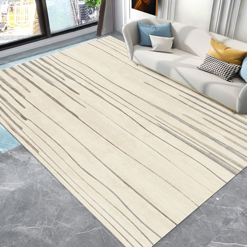 Abstract Style Stain Resistant Rug Beige Loom Rug for Bedroom