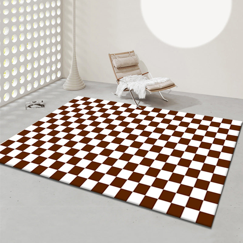Colorful Lattice Pattern Rug Living Room Carpet Polyester Washable Area Rug