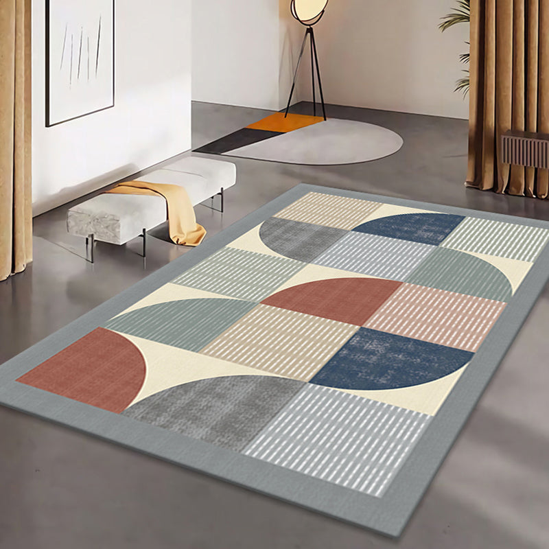 Grey Modern Rug Polyester Pattern Rug Stain Resistant Rug for Living Room