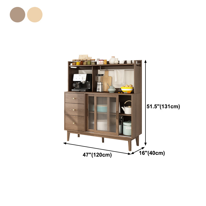 3-Drawer Rubber Wood Sideboard Modern Adjustable Shelving Credenza for Living Room