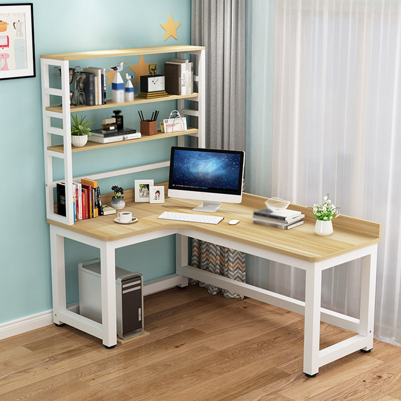 L-Shape Writing Desk Steel H-Shape Table Leg Desk with Shelf