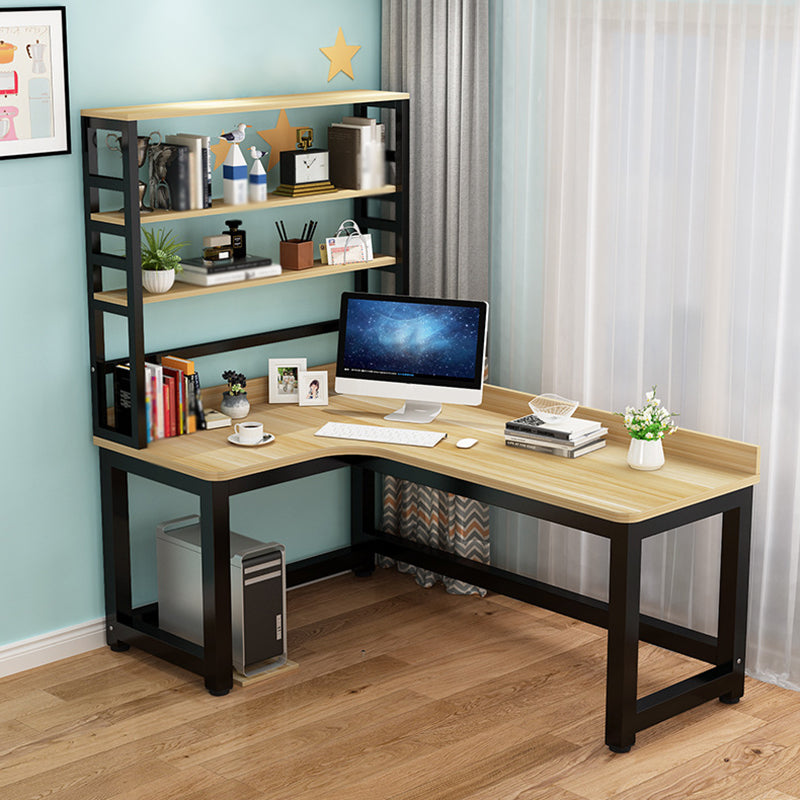 L-Shape Writing Desk Steel H-Shape Table Leg Desk with Shelf