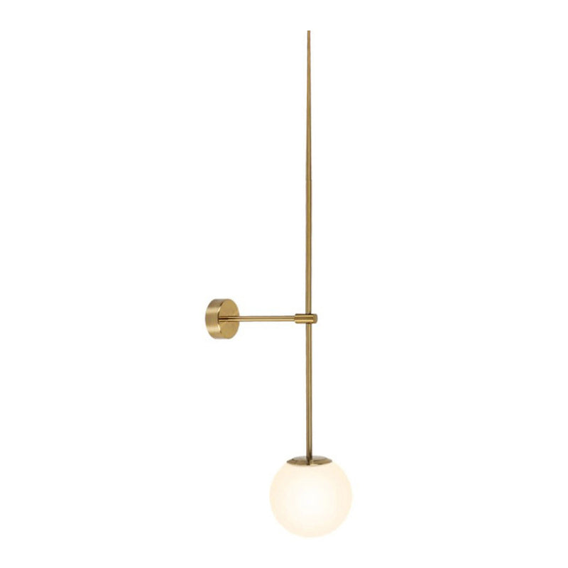 Orb Corridor Wall Light Fixture Milky Glass 1-Light Simple Wall Lamp Sconce with Pencil Arm