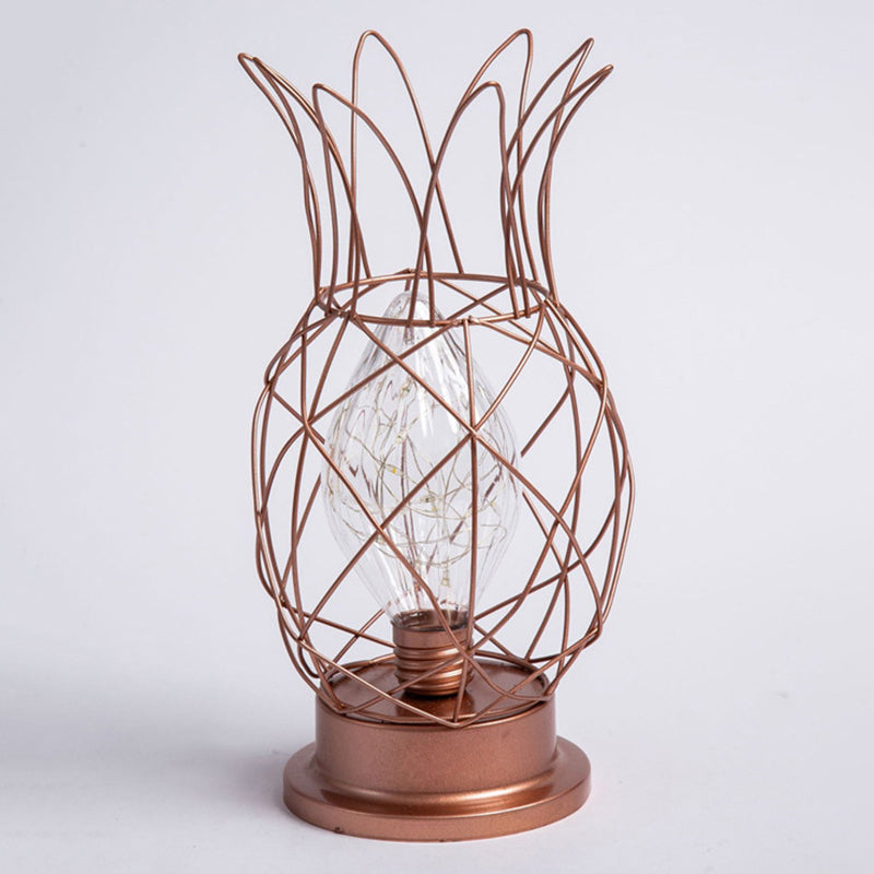 Macaron Lampada da letto a forma di ananas a forma di ananas lampada da letto a 1 luci con design a gabbia