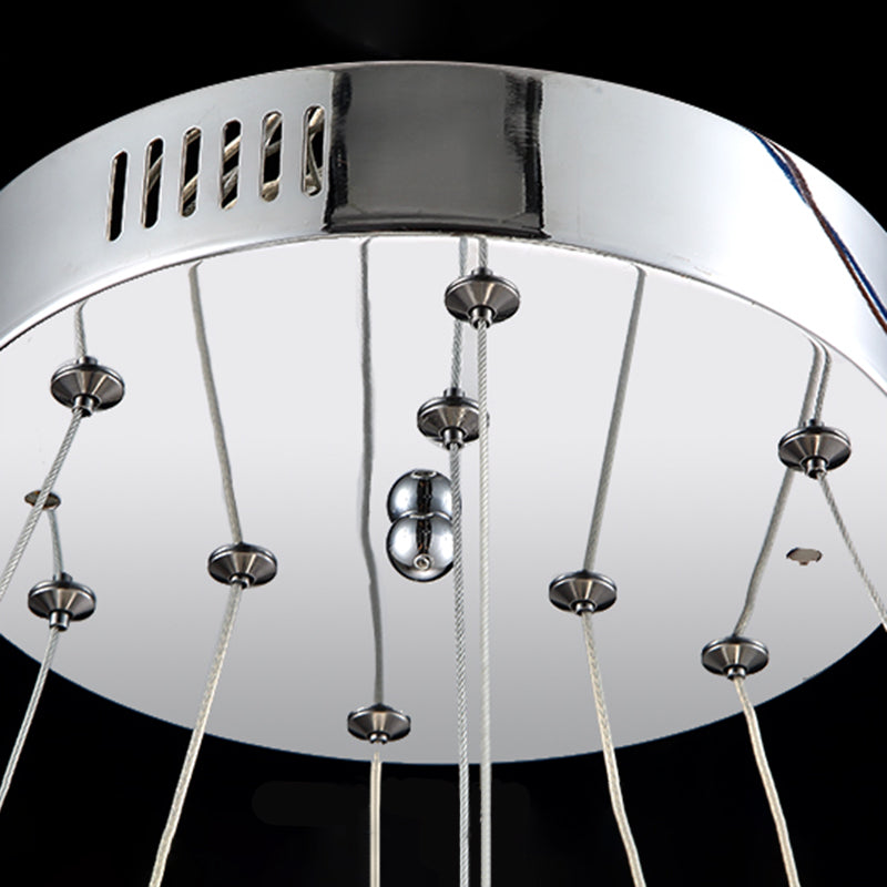 Cristal incrusté en spirale lustre pendentif lumineuse simplicité en acier inoxydable