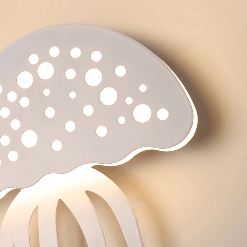 Jellyfish-Shape Sconce Lighting Cartoon Metal LED White Wall Lamp Fixture for Living Room