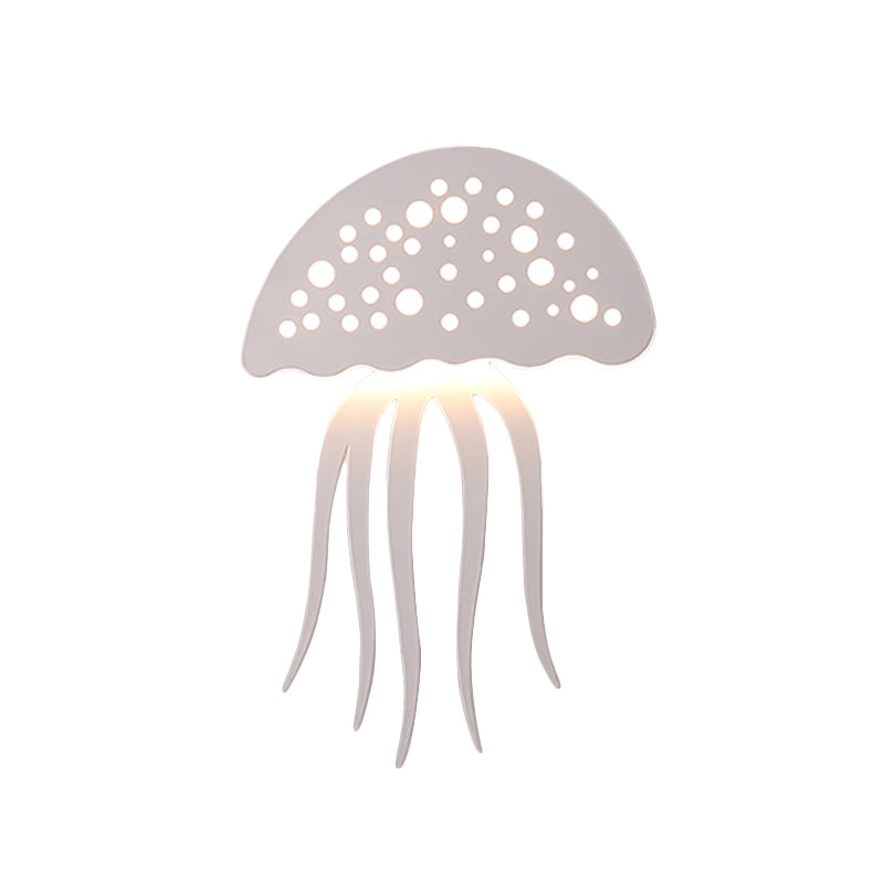 Jellyfish-Shape Sconce Lighting Cartoon Metal LED White Wall Lamp Fixture for Living Room