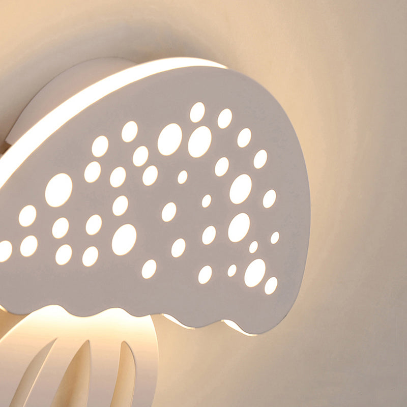 Jellyfish-Shape Sconce Lighting Cartoon Metal LED White Wall Lamp Fixture for Living Room