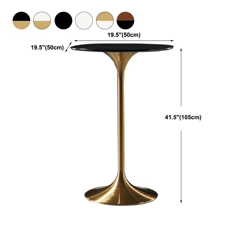 Stone Bar Dining Table Glam Round Bar Table with Pedestal for Dining Room