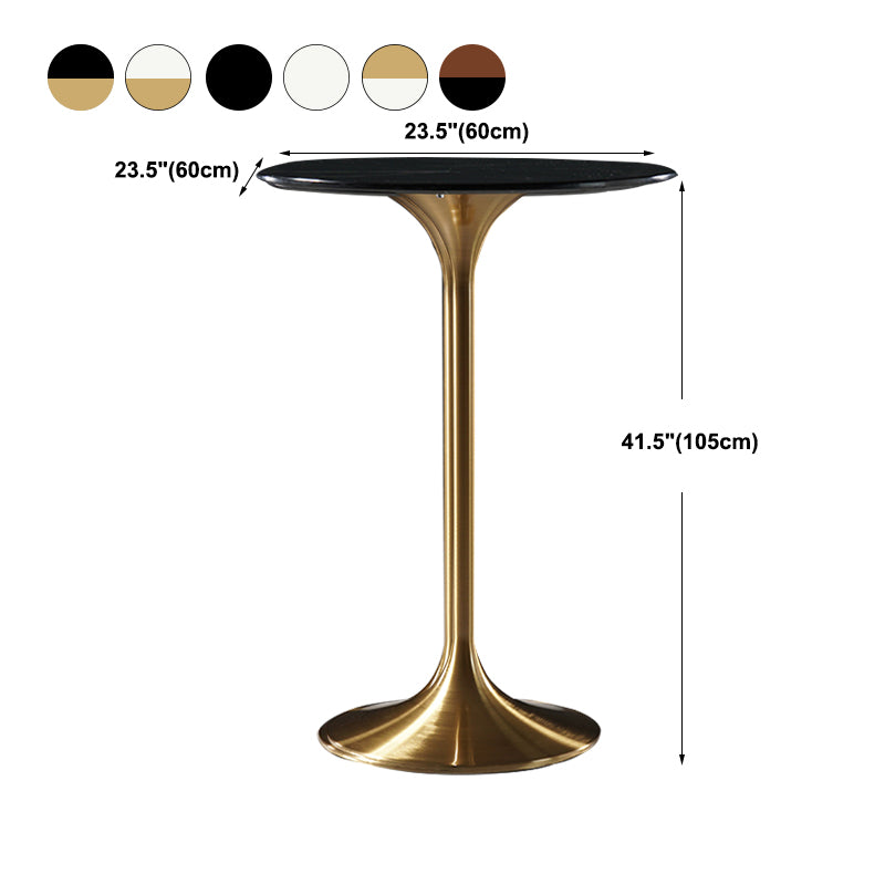 Stone Bar Dining Table Glam Round Bar Table with Pedestal for Dining Room