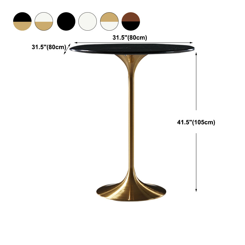 Stone Bar Dining Table Glam Round Bar Table with Pedestal for Dining Room