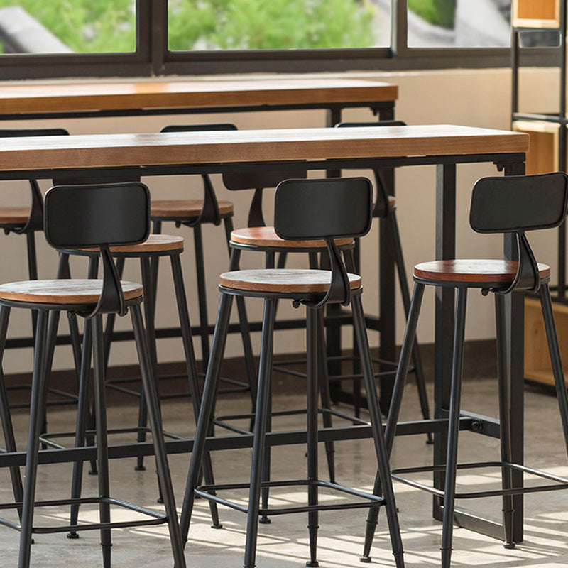 Industrial Bar Dining Table Pine Wood Bar Dining Table with Trestle Base in Black