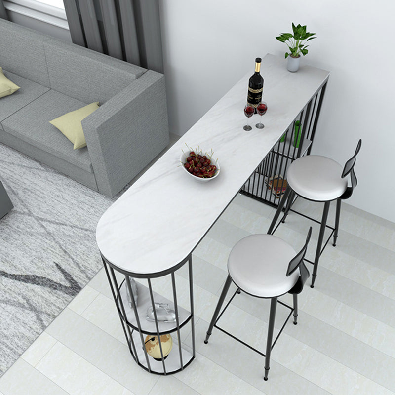 Rectangle Stone Bar Table Traditional Luxury Bar Dining Table with Sled Base