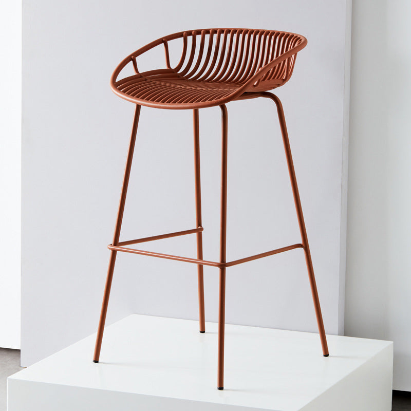 Contemporary Milk Tea Shop Footrest Matte Finish Metal Bar Stool