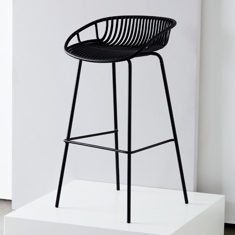 Contemporary Milk Tea Shop Footrest Matte Finish Metal Bar Stool